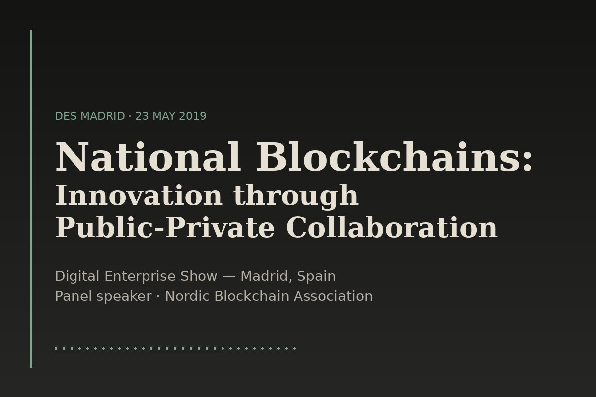 DES Madrid 2019, National Blockchains panel, Digital Enterprise Show